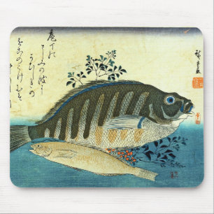 Ainame & Shima-hata - Hiroshige's Japanese Fish Mouse Mat