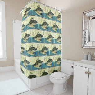 Ainame & Shima-hata - Hiroshige's Japanese Fish Shower Curtain