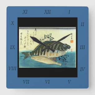 Ainame & Shima-hata - Hiroshige's Japanese Fish Square Wall Clock