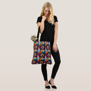 ainbow Poodle Watercolor Tote Bag