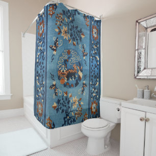Aincent Chinese Deep Royal Blue  Shower Curtain