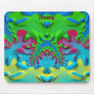 AINSLEY ~ Zany Hot Pink Yellow Green and Blue  Mouse Mat