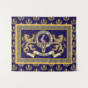 Ainslie Clan Badge Personalised Blue Tapestry