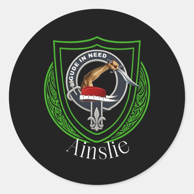 Ainslie Scottish Clan Crest Classic Round Sticker (Front)