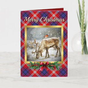 Ainslie Stag & Robin Tartan Personalised  Holiday Card