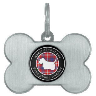 Ainslie Tartan Scottie Dog Personalised Pet ID Tag