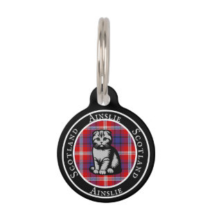 Ainslie Tartan & Scottish Kitty Personalised  Pet Tag