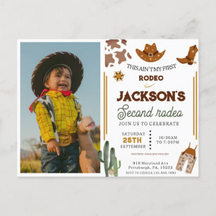 Ain't My First Rodeo Cowboy photo 2nd Birthday Postcard