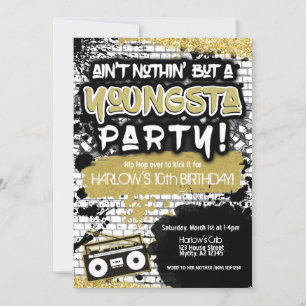 Aint Nothin' but a Youngsta Party Hip Hop Invitation