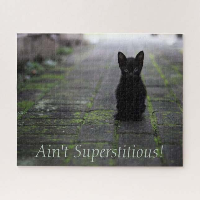 Ain't Superstitious Black Kitten Jigsaw Puzzle (Horizontal)