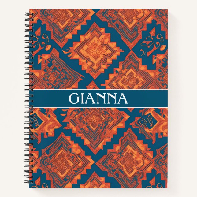 Ainu Mosaic Colourful Personalised Pattern Notebook (Front)