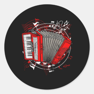 Air Accordion Colours Music Instrut Accordion Classic Round Sticker