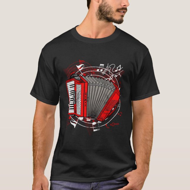 Air Accordion Colours Music Instrut Accordion T-Shirt (Front)