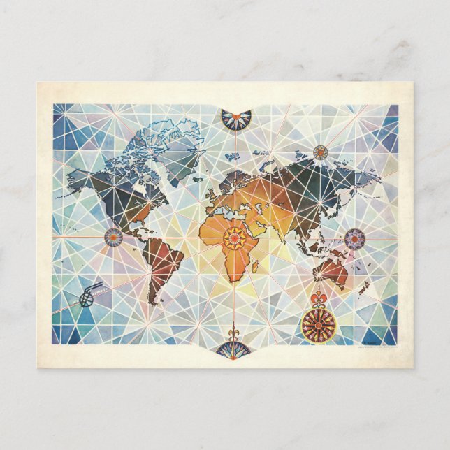 Air Afrique Map of the World Postcard (Front)