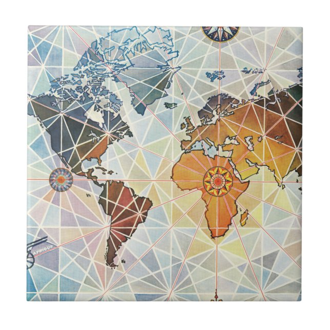 Air Afrique Map of the World Tile (Front)