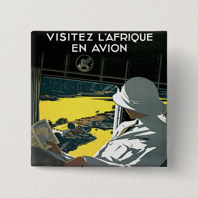 Air Afrique: Visitez L'Afrique en Avion 15 Cm Square Badge (Front)
