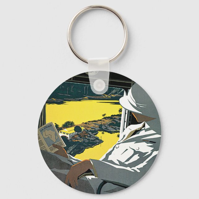Air Afrique: Visitez L'Afrique en Avion Key Ring (Front)