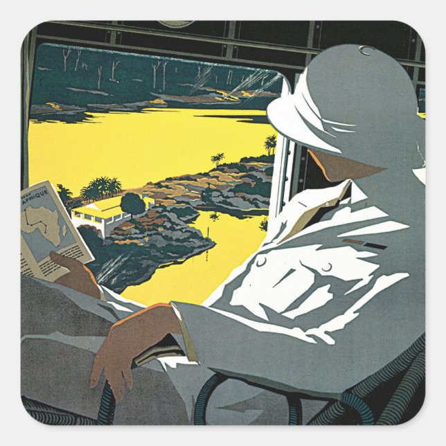 Air Afrique: Visitez L'Afrique en Avion Square Sticker (Front)