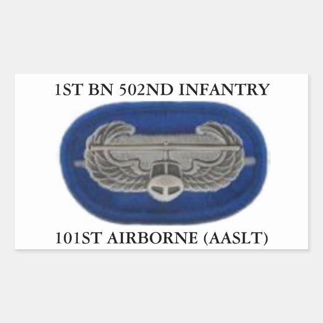 AIR ASSAULT BADGE ON 1/502 INFANTRY OVAL STICKERS (Front)