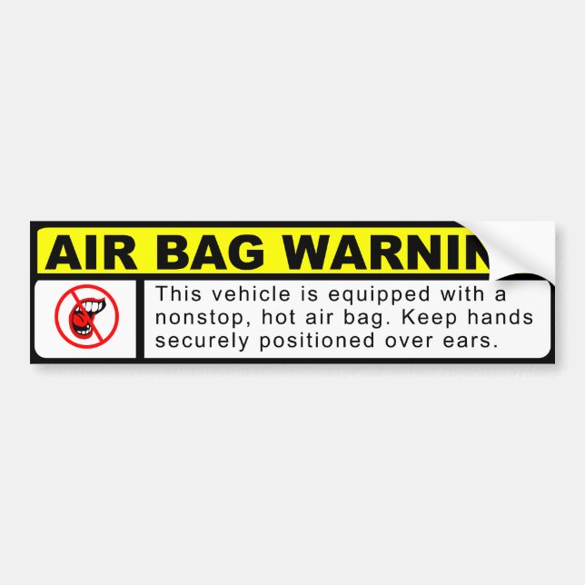 AIR BAG WARNING BUMPER STICKER (Front)
