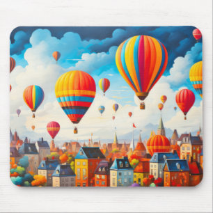 Air Ballon City Concept Abstract Colourful Scenery Mouse Mat