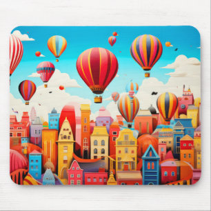 Air Ballon City Concept Abstract Colourful Scenery Mouse Mat
