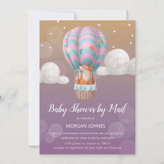 air balloon animals Baby Shower by mail invitation (Front)