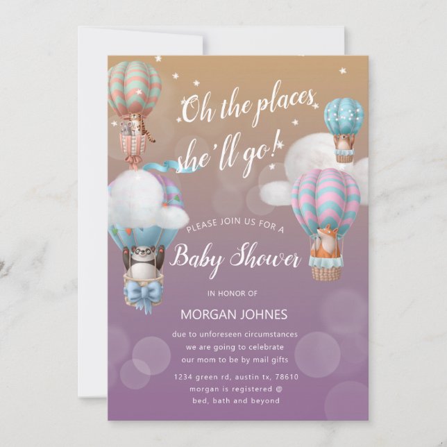 air balloon animals Baby Shower by mail invitation (Front)
