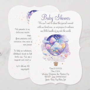 Air balloon baby shower invitation. New Baby party Invitation