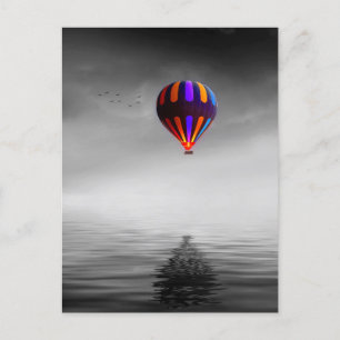 Air Balloon Black and White Photography Postcard