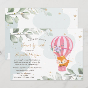 Air Balloon,Fox,Clouds Baby Shower By Mail Invitation