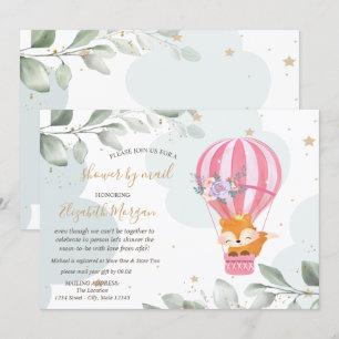 Air Balloon,Fox,Clouds Baby Shower By Mail Invitation