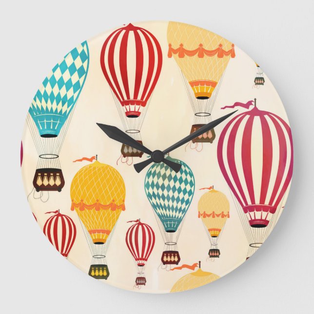 Air balloon: playful pattern design. large clock (Front)