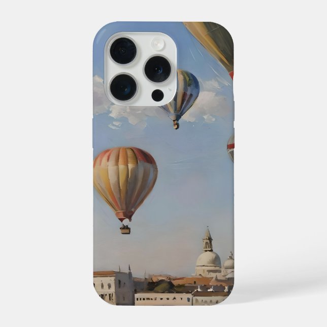 Air Ballooning Over Venice Oil Paint, iPhone Case (Back)
