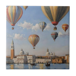 Air Ballooning Over Venice Oil Paint, Tile