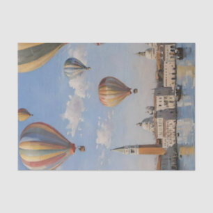 Air Ballooning Over Venice Oil Paint, Tissue Paper
