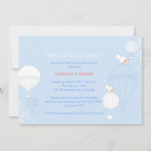 Air Balloons Baby Blue Bridal Shower Invitation