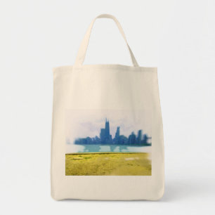 Air Brushed Chicago Skyline Art Tote Bag