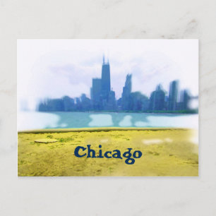 Air Brushed Chicago Skyline Postcard