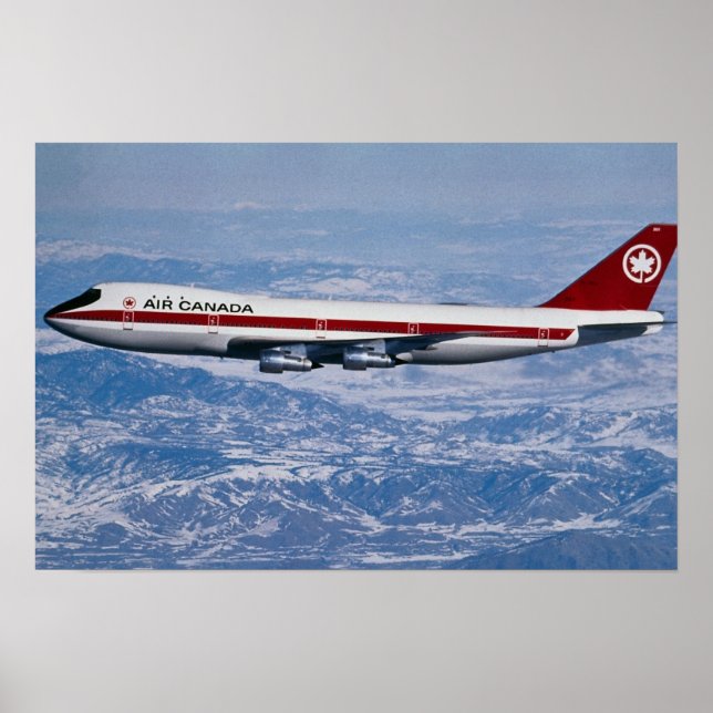 Air Canada 747 over Rocky Mountains Poster (Front)