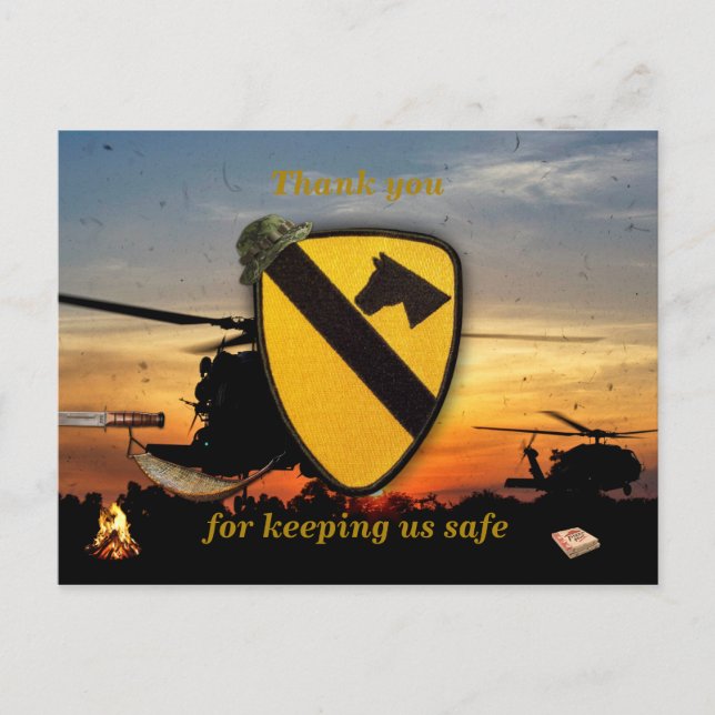 Air cav cavalry fort hood veterans vets patch postcard (Front)
