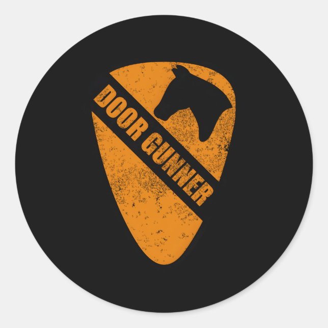 Air Cav Vietnam Door Gunner Distressed Classic Round Sticker (Front)