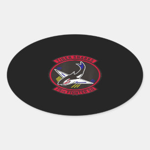 Air Ce 75th Fighter Squadron Insignia Tiger Sharks Oval Sticker