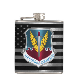 Air Combat Command with Steel Flag Hip Flask