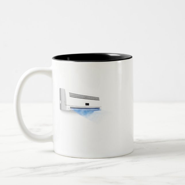 Air conditioner blowing cold air Two-Tone coffee mug (Left)