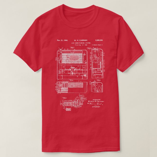 Air Conditioner Patent 1939 AC technician gift T-Shirt (Design Front)