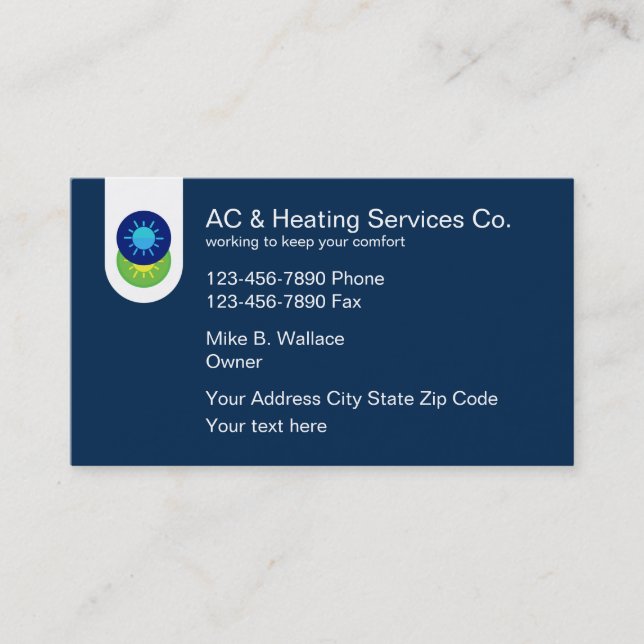 Air Conditioning And Heating Business Card (Front)