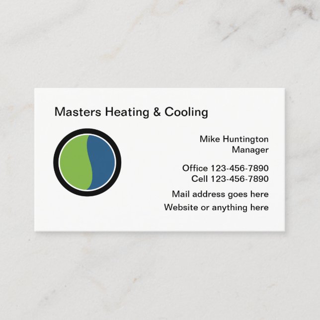 Air Conditioning And Heating Services Business Card (Front)