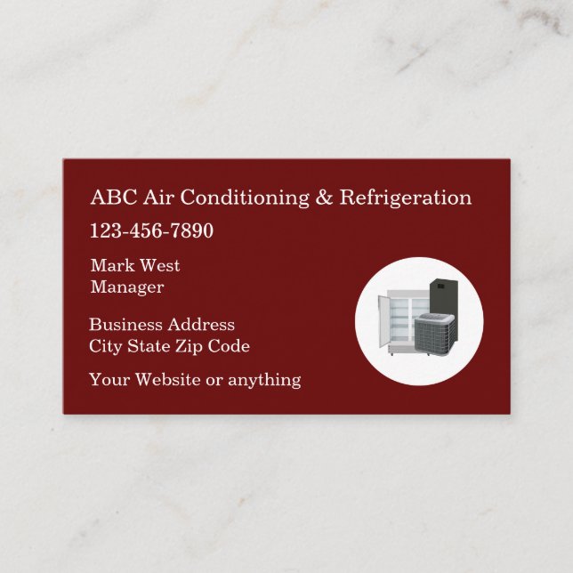 Air Conditioning And Refrigeration Services Business Card (Front)