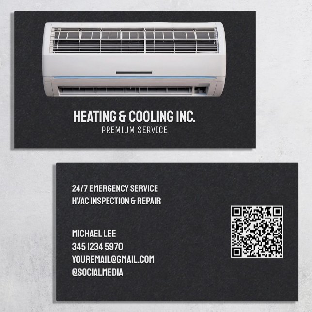 ❄️ Air Conditioning Custom QR Business Card (Air Conditioning Custom QR Business Cards)